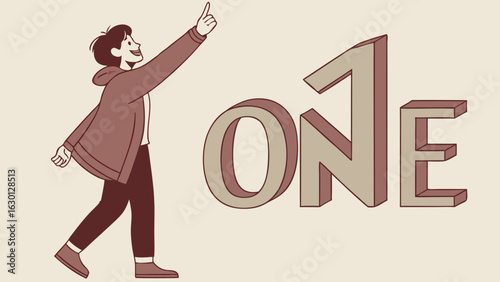 Person Pointing at ThreeDimensional ONE.