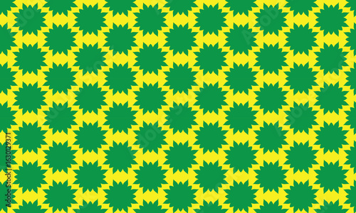 Seamless floral pattern of  chamomile green flowers on a yellow background