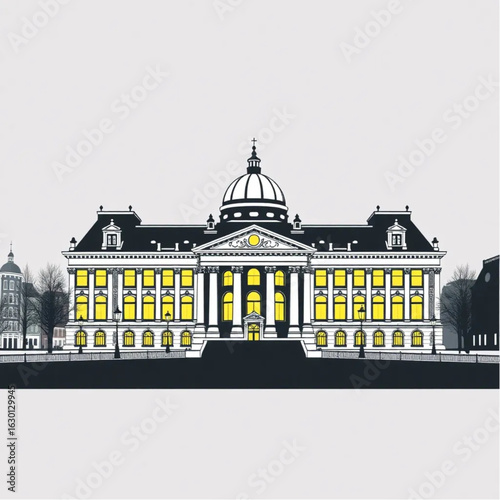 Rijksmuseum glowing in Amsterdam around the winter solstice