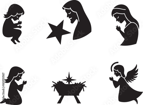 Peaceful Nativity scene silhouettes evoke holiday spirit and faith