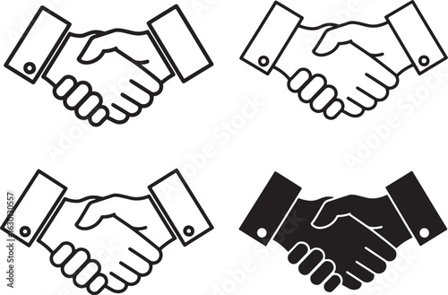 Collection of diverse handshake icons representing business agreements partnerships and friendly collaboration for digital and print design applications
