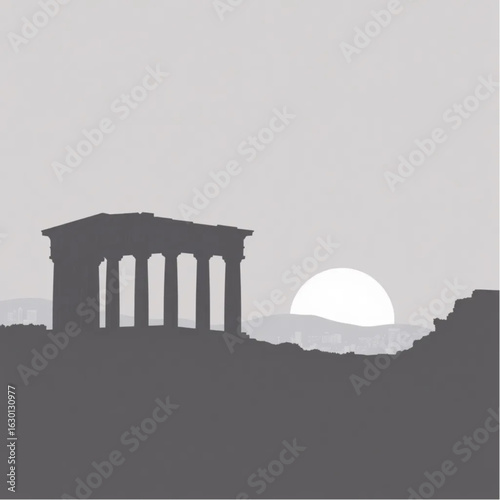 Parthenon silhouetted at sunset in Athens as the city shimmers after rain