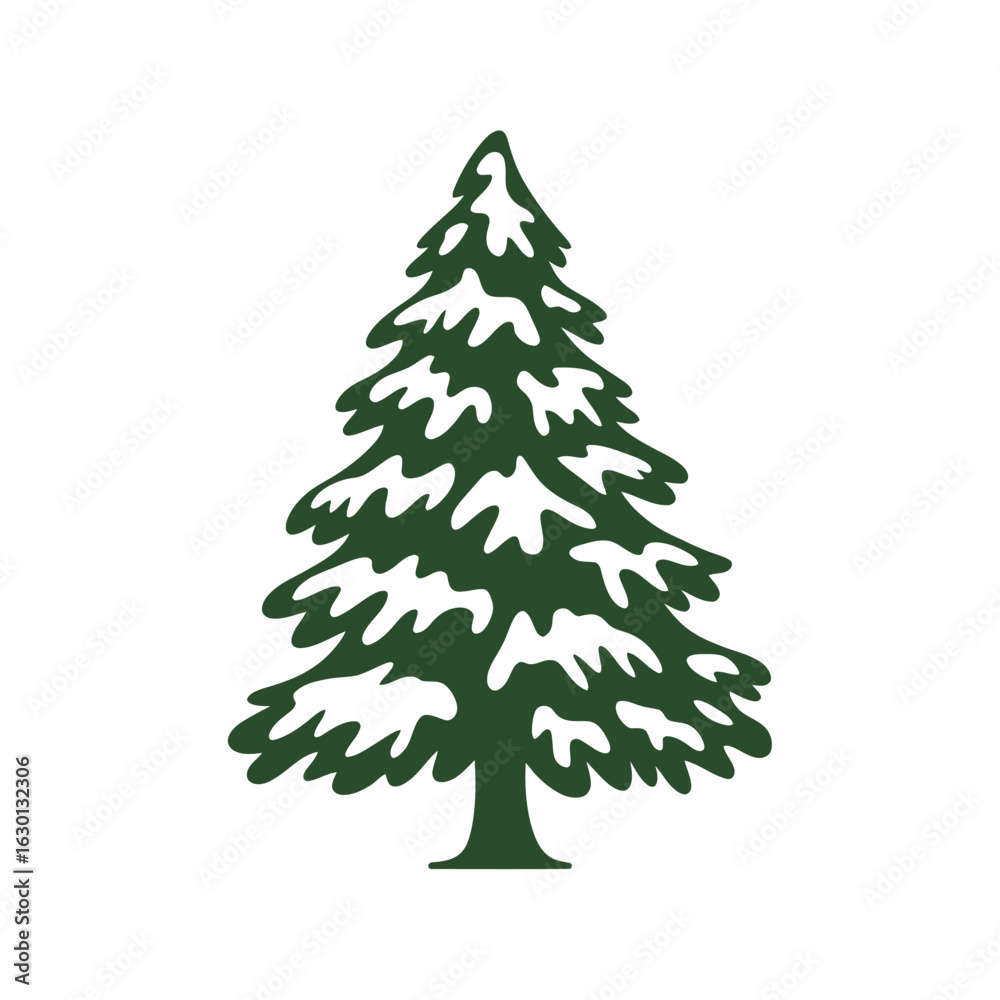 Obraz premium Dark green evergreen tree with snow covered winter.eps