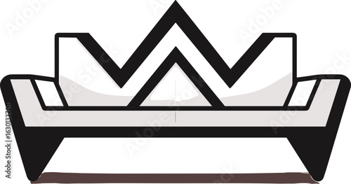 Sleek Modern Sofa Design with Distinctive Crown Backrest - Minimalist Home Furniture Illustration for Contemporary Living Spaces