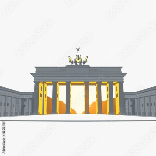 Brandenburg Gate bathed in golden light in Berlin bathed in early morning light