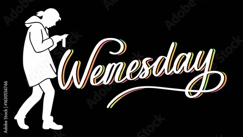 Colorful Handwritten Word Weekday.