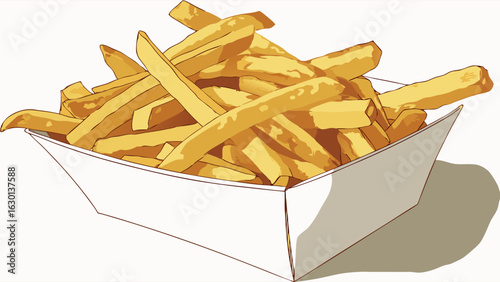 Crispy French Fries in a White Box.