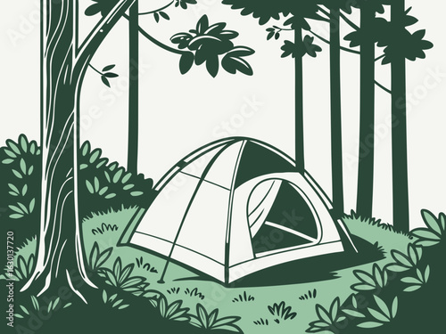 camping in the forest