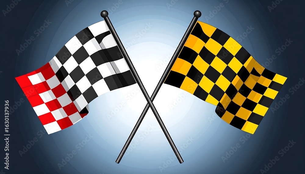Fototapeta premium Crossed checkered racing flags
