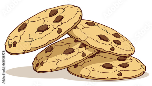Delicious Stack of Chocolate Chip Cookies Illustration.