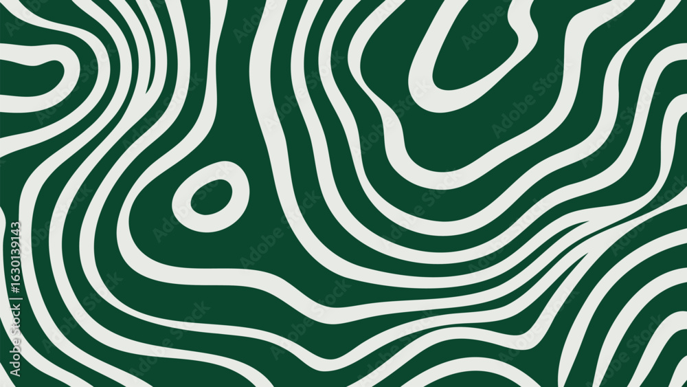 Obraz premium Abstract green background with white wavy lines forming a topographic like pattern across the entire area