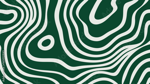 Abstract green background with white wavy lines forming a topographic like pattern across the entire area