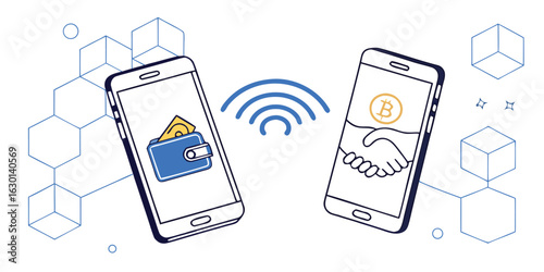 A smartphone screen displays various communication icons and digital messages, illustrating modern wireless technology
