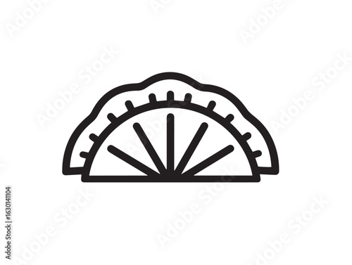 Delicious gyoza dumplings icon in clean vector line art