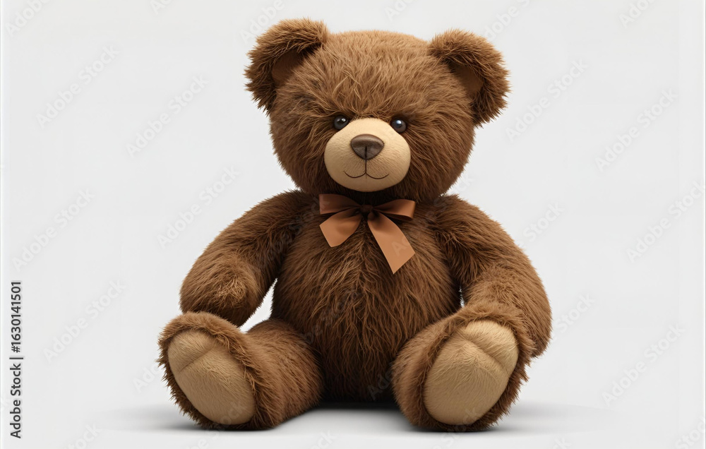 Fototapeta premium Isolated teddy bear, classic brown, sitting, transparent background