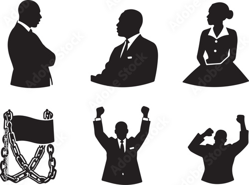 Business success and freedom symbols celebrate achievement and victory