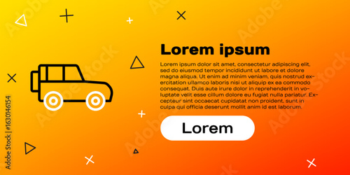Line Off road car icon isolated on yellow background. Colorful outline concept. Vector