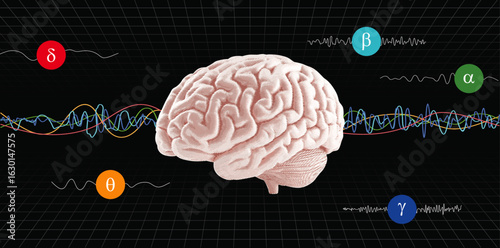 Different brainwave frequencies, human brain waves patterns.