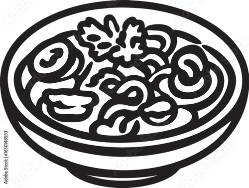 Rich Hungarian goulash icon in flat vector style