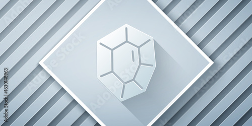 Paper cut Gem stone icon isolated on grey background. Jewelry symbol. Diamond. Paper art style. Vector
