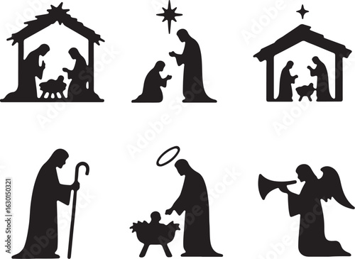 Nativity scene silhouettes capturing Christmas spirit and hope