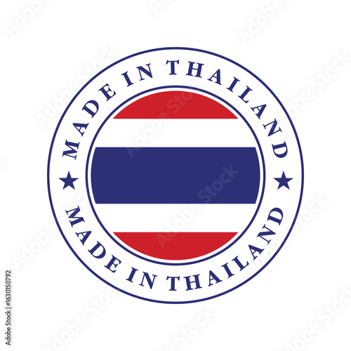 Free Download Made in Thailand flag label. Graphic design element for logo design, tags, badges, stickers, emblem, product packaging. Thai made products package label. Colored flat vector illustration - GFXLoad