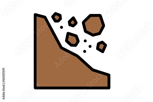 Landslide falling rocks icon