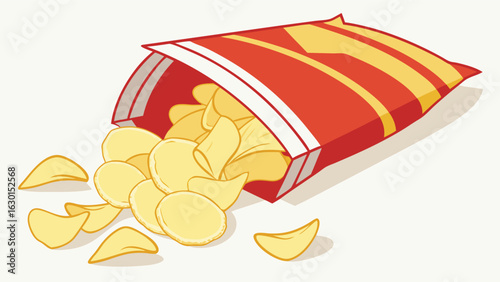 Open Bag of Crispy Potato Chips.