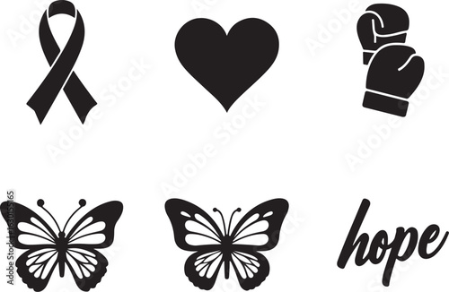 Symbolic icons for strength, love, hope, and resilience