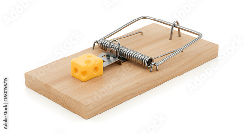 Traditional Wooden Mouse Trap – Pest Control Object on White