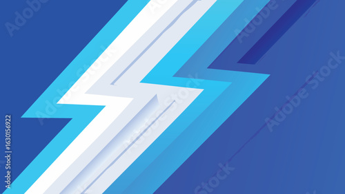 A lightning bolt design with blue shades and white creating a modern abstract presentation style image