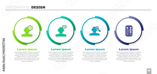 Set Solution problem in psychology, Online psychological counseling, Finding and Sedative pills. Business infographic template. Vector