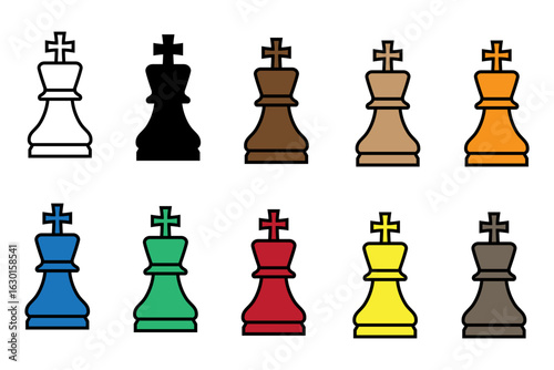 various colors of chess kings