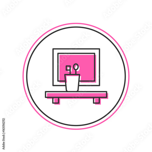 Filled outline Washbasin mirror icon isolated on white background. Bathroom interior with a mirror. Vector