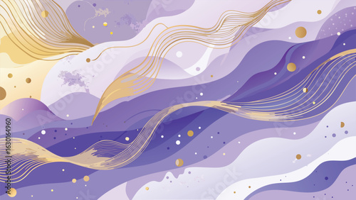 Purple and gold watercolor background with soft, blended hues creating an abstract, artistic effect..eps