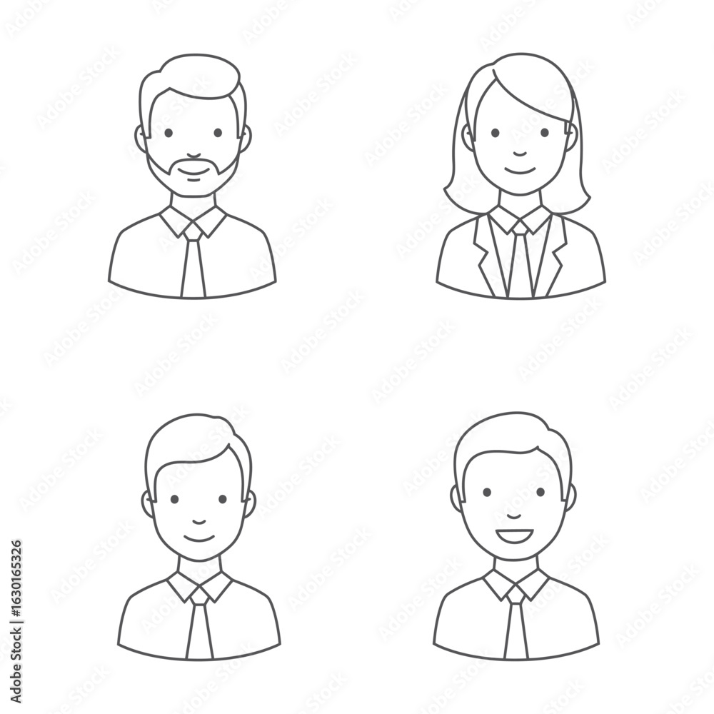 modern detailed professional high quality Line Drawing of Four Cartoon People modern detailed professional high quality Line Drawing of Four Cartoon People