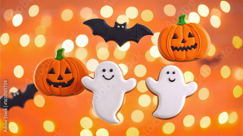 ハロウィン　飛んでいる可愛いハロウィンクッキー　