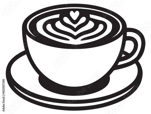 Creamy cafe latte icon in 2D line drawing