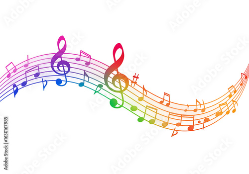 Colorful Flowing Musical Notes Design