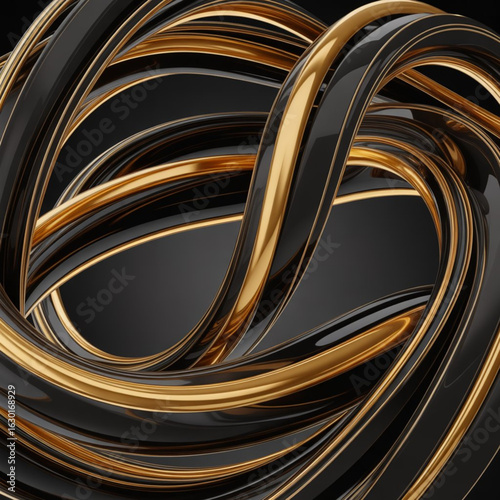 Luxury Black and Gold Abstract Background with Elegant Shiny Lines

