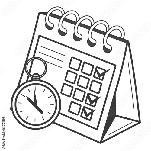 A 3d vector illustration of a red and white desktop calendar with a pencil, highlighting the date for a business event plan on April 14thA 3d vector illustration of a red and white desktop calendar wi
