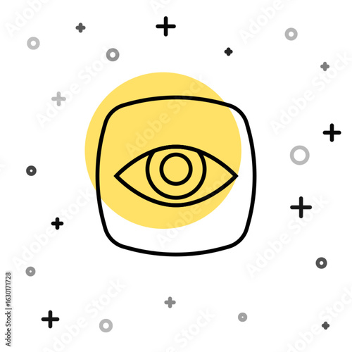 Black line Security camera icon isolated on white background. Random dynamic shapes. Vector
