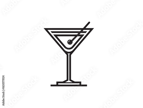 Classic martini glass icon in clean vector style