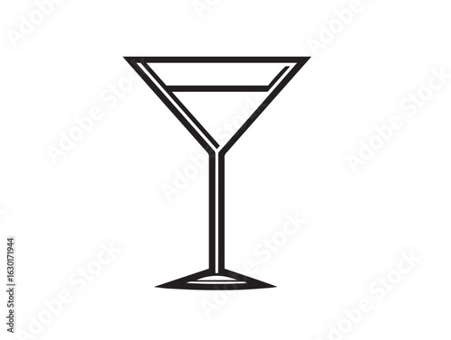 Elegant martini icon with olive in minimalist outline