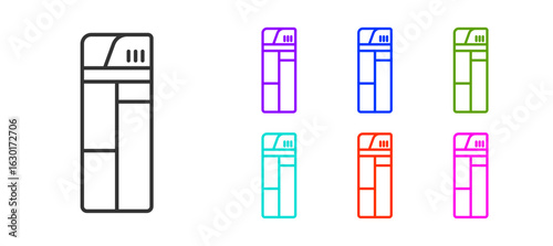 Black line Lighter icon isolated on white background. Set icons colorful. Vector