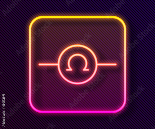 Glowing neon line Ohmmeter icon isolated on black background. Vector