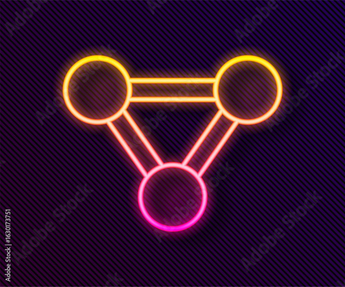 Glowing neon line Molecule icon isolated on black background. Structure of molecules in chemistry, science teachers innovative educational poster. Vector