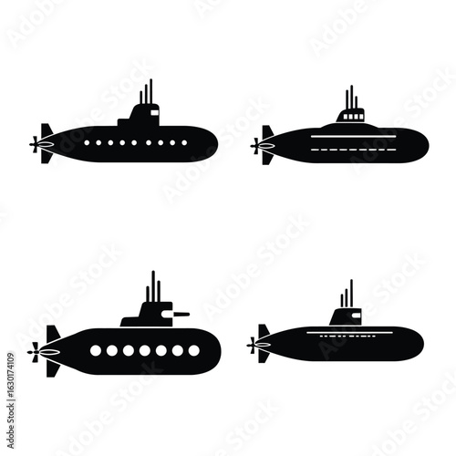 elegant modern detailed professional high quality Four Submarines in Various Angles