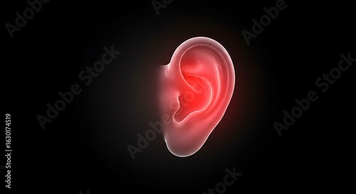 Ear Pain Illustration on Black Background