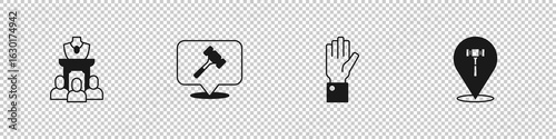 Set Auction jewelry sale, hammer, Hand holding auction and icon. Vector
